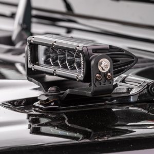 Jeep Wrangler JLU Light Mounts - Hood - Go Rhino - Single Row LED Bar Mount - Textured Black - `18-`20